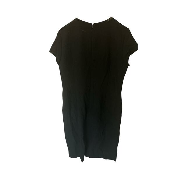 Lafayette 148 New York Dress Virgin Wool Black Beaded Rhinestone Size 14 - Picture 5 of 8